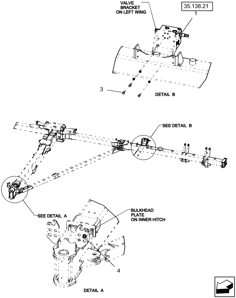 Схема запчастей Case IH 1250 - (35.138.10) - HYDRAULICS - FAN VALVE, PTO - MECHANICAL DRIVE (35) - HYDRAULIC SYSTEMS
