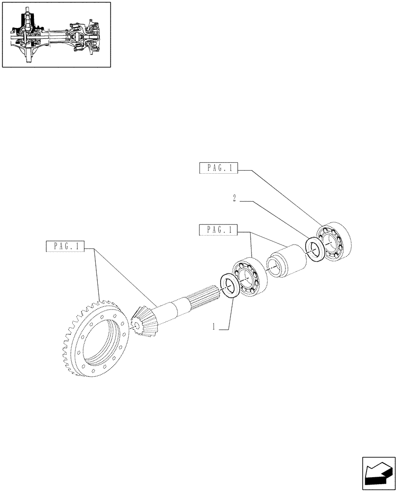 Схема запчастей Case IH JX95 - (1.40.10/06[02]) - 4WD FRONT AXLE - BEVEL GEAR/PINION SET - FOR HIGH CLEARANCE VERSION (04) - FRONT AXLE & STEERING