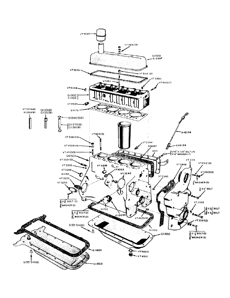 Схема запчастей Case IH 600B-SERIES - (006) - CYLINDER HEAD, BLOCK, TIMING GEAR COVER AND OIL PAN PARTS (02) - ENGINE
