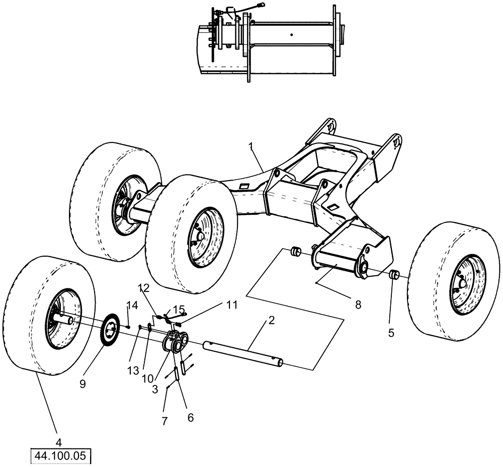 Схема запчастей Case IH 1260 - (39.105.02[02]) - FRAME - CARRIER, WITH STANDARD 8B HUB-TIRE 22" (39) - FRAMES AND BALLASTING