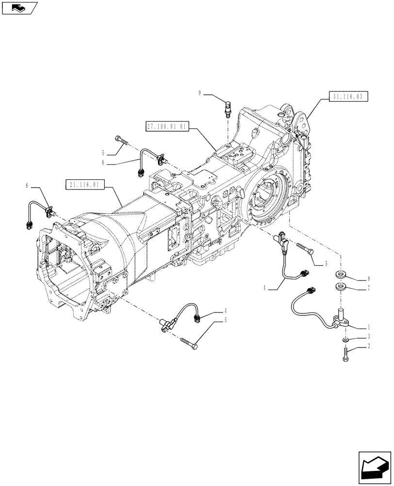 Схема запчастей Case IH PUMA 130 - (55.020.01) - GEARBOX HOUSING SENSORS (55) - ELECTRICAL SYSTEMS