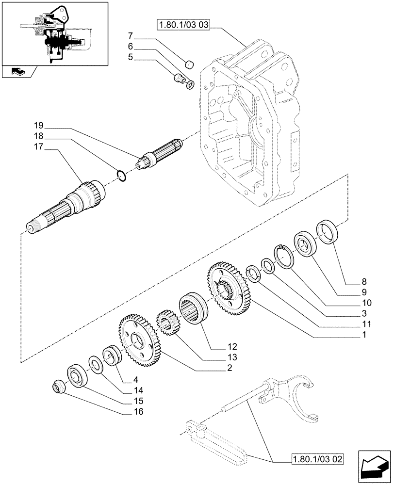 Схема запчастей Case IH PUMA 165 - (1.80.1/03[01]) - (VAR.335) PTO 540E/1000 RPM WITH INTERCHANGABLE SHAFTS - SHAFT AND GEARS (07) - HYDRAULIC SYSTEM