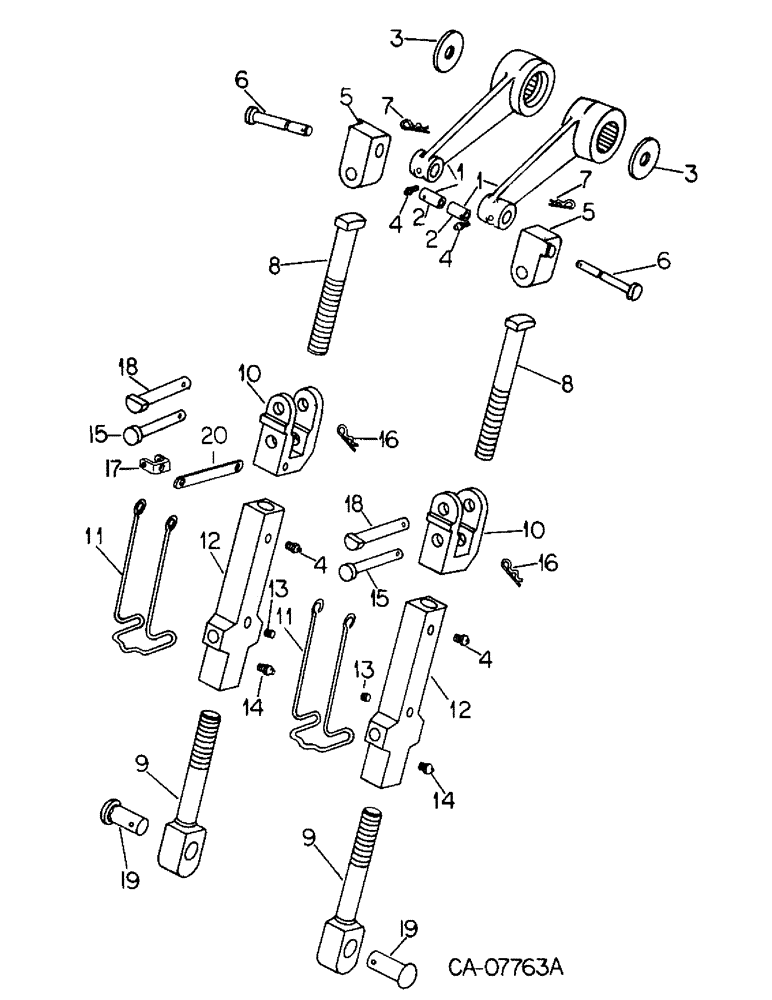 Схема запчастей Case IH 3688HC - (09-03) - FRAME, THREE POINT HITCH ATT, CAT. II, LIFT LINK ASSEMBLIES (12) - FRAME