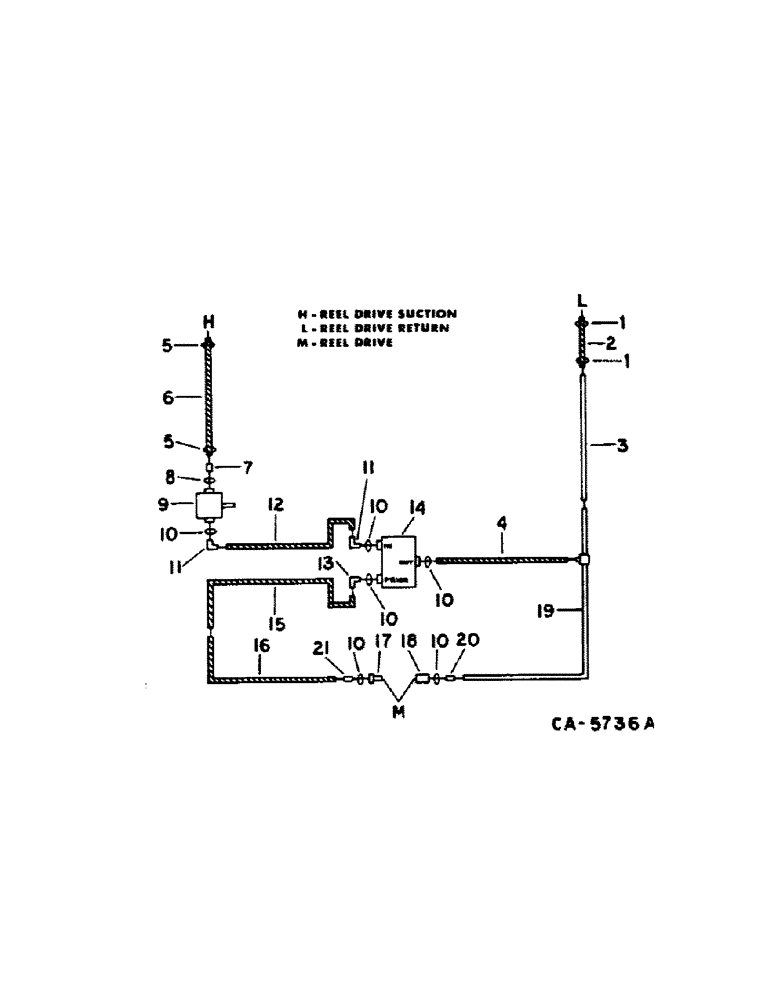 Схема запчастей Case IH 1480 - (10-15[1]) - REEL DRIVE DIAGRAM SERIAL NO. 24000 AND BELOW (07) - HYDRAULICS