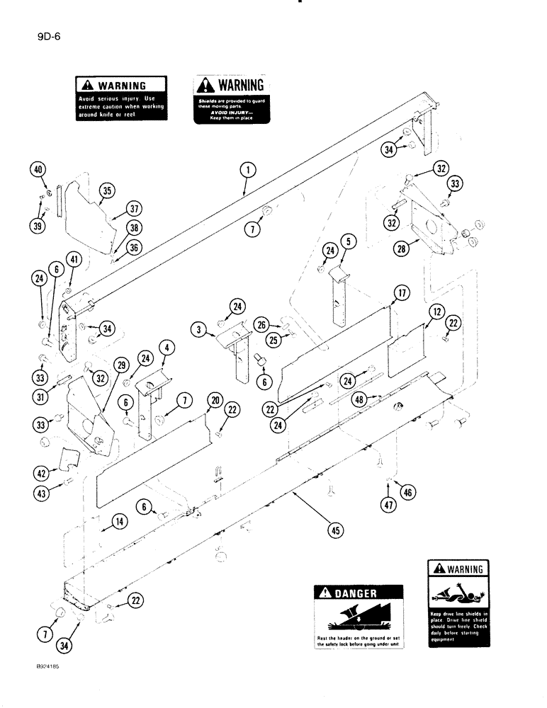 Схема запчастей Case IH 1020 - (9D-06) - MAIN FRAME, 22-1/2, 25 AND 30 FOOT HEADER (58) - ATTACHMENTS/HEADERS