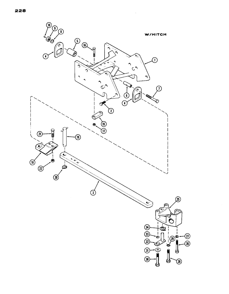 Схема запчастей Case IH 1070 - (228) - DRAWBAR, WITH HITCH (09) - CHASSIS/ATTACHMENTS