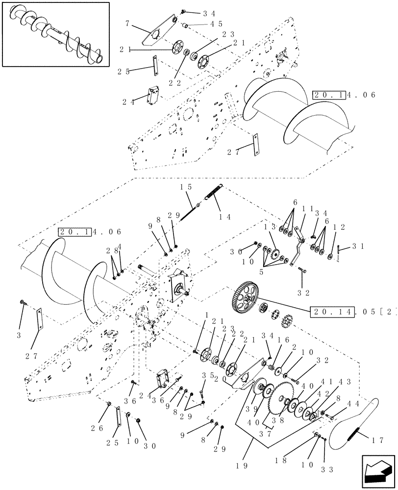 Схема запчастей Case IH HSX142 - (20.14.05[1]) - AUGER DRIVE (58) - ATTACHMENTS/HEADERS