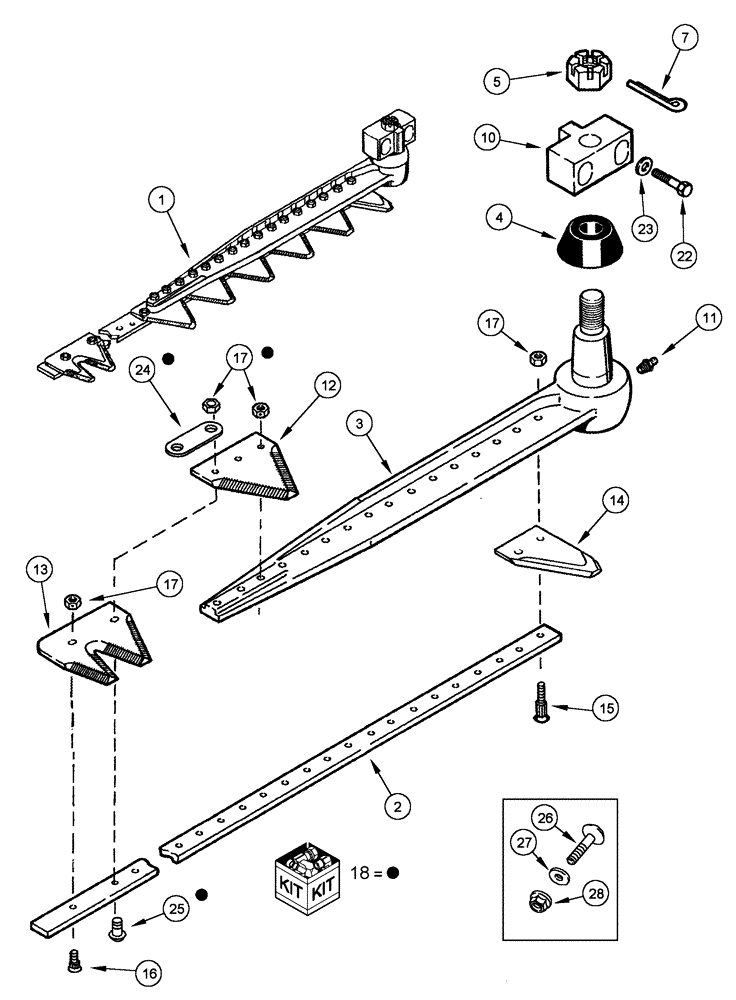 Схема запчастей Case IH 1010 - (09B-07) - KNIFE ASSEMBLY 3 INCH BOLTED FINE SERRATIONS - BSN JJC0302299 (09) - CHASSIS/ATTACHMENTS