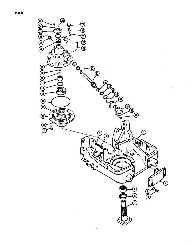 Схема запчастей Case IH 530 - (246) - STEERING GEAR AND SUPPORT, SINGLE WHEEL S/N 8191147 AND AFTER, PRIOR TO S/N 8262800 (05) - STEERING