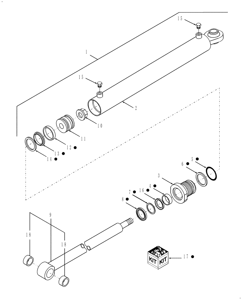 Схема запчастей Case IH WD1903 - (09.02[1]) - HYDRAULIC CYLINDER, HEADER LIFT, 2.50 X 10.50 (09) - HEADER LIFT LINKAGE