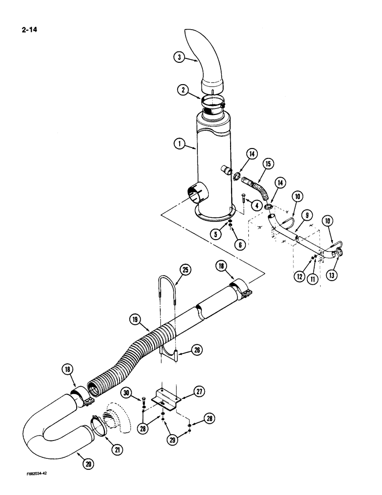 Схема запчастей Case IH 9190 - (2-14) - EXHAUST SYSTEM (02) - ENGINE