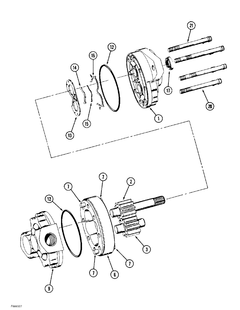 Схема запчастей Case IH 9380 - (8-028) - HYDRAULIC GEAR PUMP ASSEMBLY, PRIOR TO P.I.N. JEEOO35788, 9370 AND 9380 ONLY (08) - HYDRAULICS