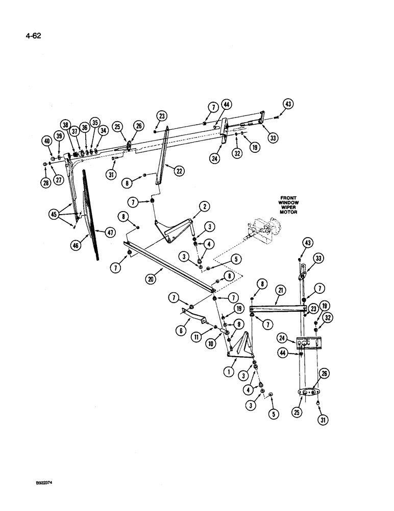 Схема запчастей Case IH 9260 - (4-062) - SIDE WINDOW WIPERS, IF EQUIPPED (04) - ELECTRICAL SYSTEMS