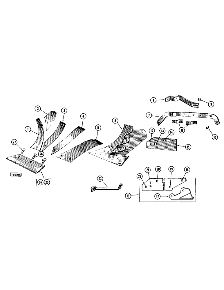 Схема запчастей Case IH CASE - (30) - EXD14 L.H., EXD16 L.H., SLAT, PER BOTTOM, 14 INCH AND 16 INCH 