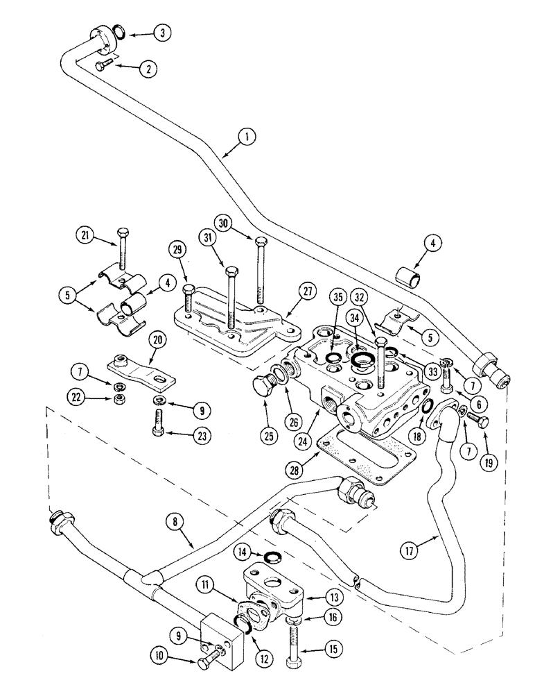 Схема запчастей Case IH 1394 - (8-310) - HIGH PRESSURE TUBES, FRONT CHAMBER OF TANDEM PUMP (08) - HYDRAULICS