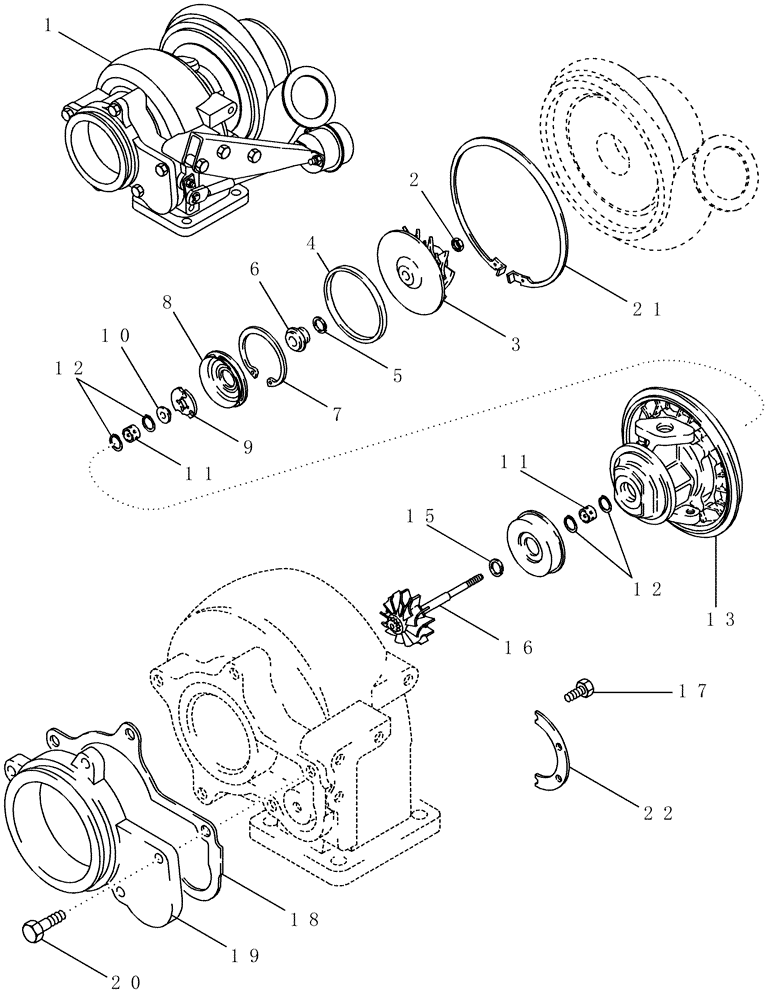 Схема запчастей Case IH PX215 - (02-11) - TURBOCHARGER ASSEMBLY (02) - ENGINE