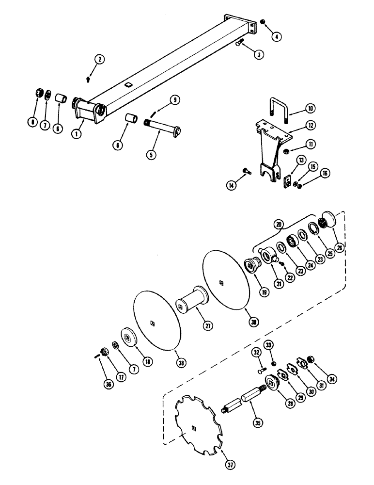 Схема запчастей Case IH E30 - (064) - REAR RIGHT CENTER GANG, 10-1/2 INCH (266.7 MM) SPACING 