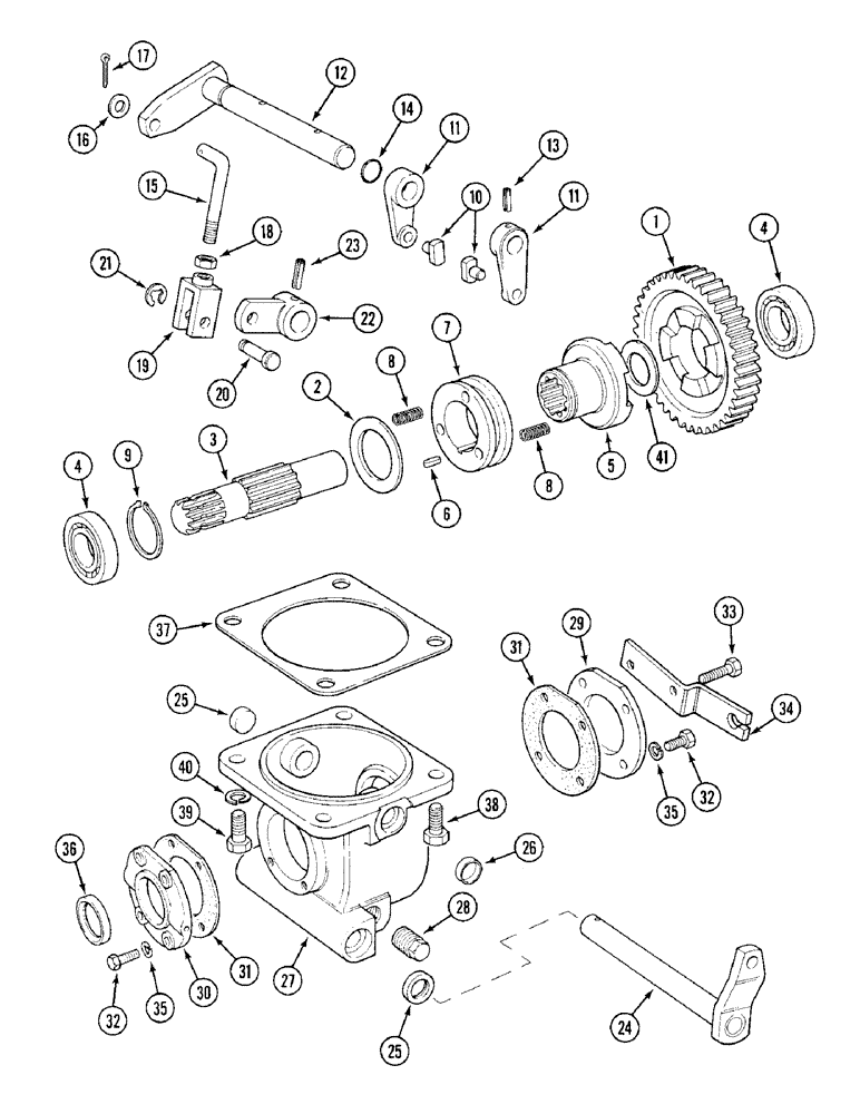 Схема запчастей Case IH 1394 - (6-250) - TRANSFER GEARBOX ASSEMBLY, MFD - POWER SHIFT (06) - POWER TRAIN