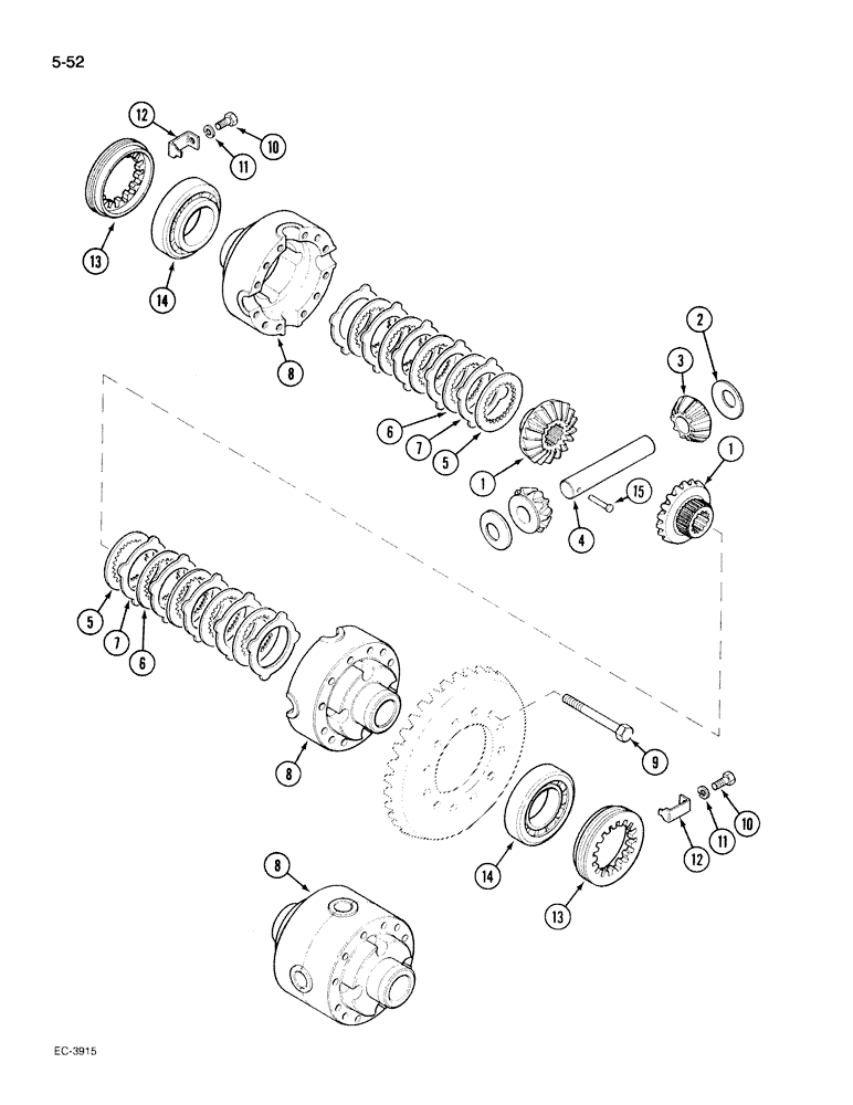 Схема запчастей Case IH 395 - (5-052) - MECHANICAL FRONT DRIVE "CARRARO", DIFFERENTIAL (05) - STEERING