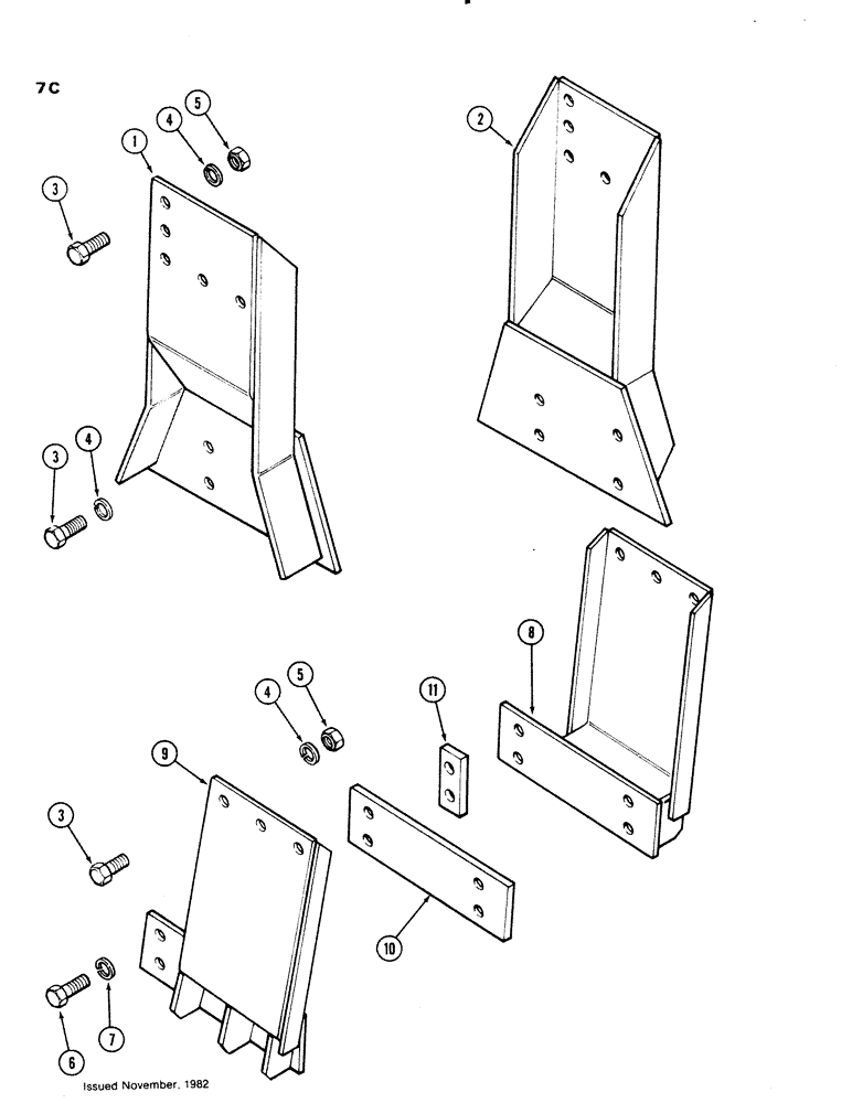 Схема запчастей Case IH 66L - (07C) - MOUNTING BRACKETS, 1690 FOUR WHEEL DRIVE TRACTORS, WITH OR WITHOUT CAB (82) - FRONT LOADER & BUCKET