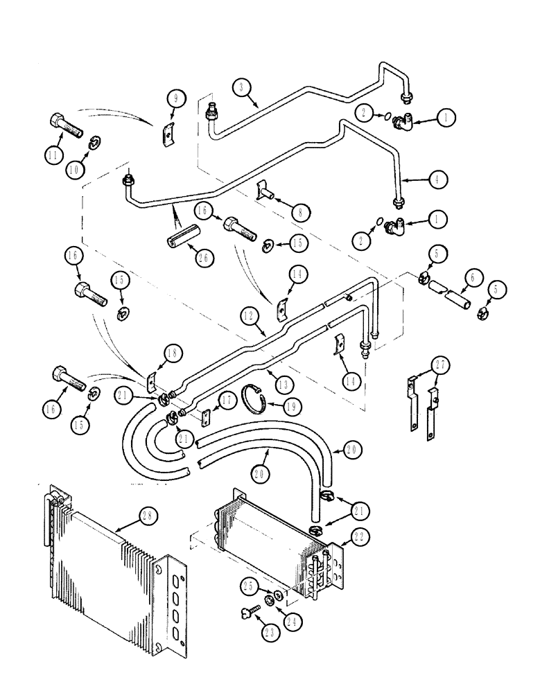 Схема запчастей Case IH 3230 - (8-006) - OIL COOLER SYSTEM, TRACTOR WITH CAB (08) - HYDRAULICS