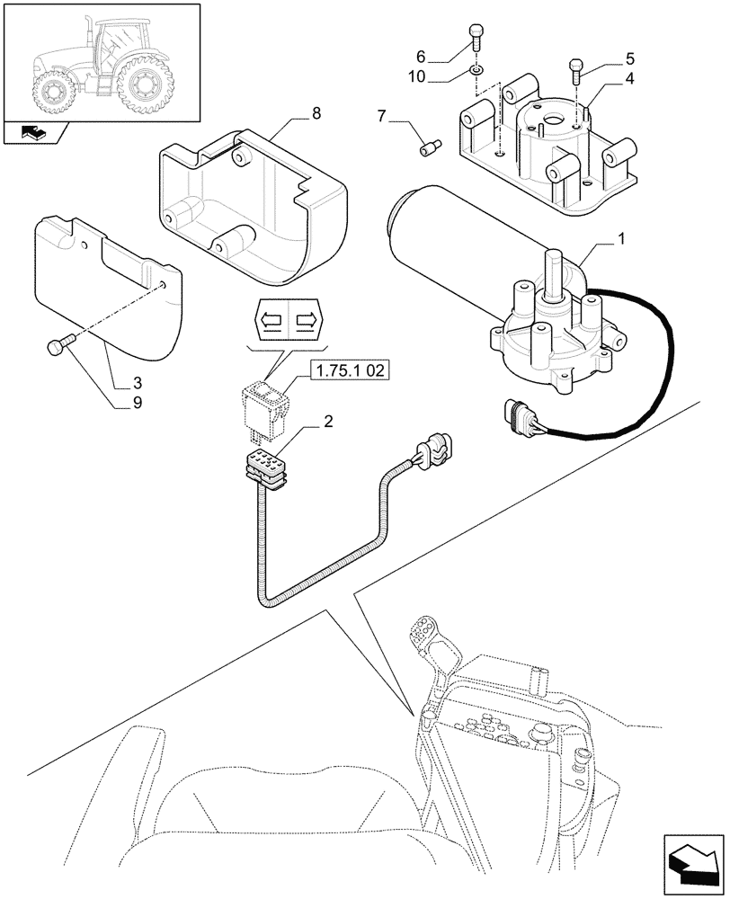 Схема запчастей Case IH PUMA 165 - (1.75.1/07[01]) - (VAR.183) ARMREST CONTROL UNIT - ADJUSTMENT ELECTRONIC CONTROL - C6400 (06) - ELECTRICAL SYSTEMS