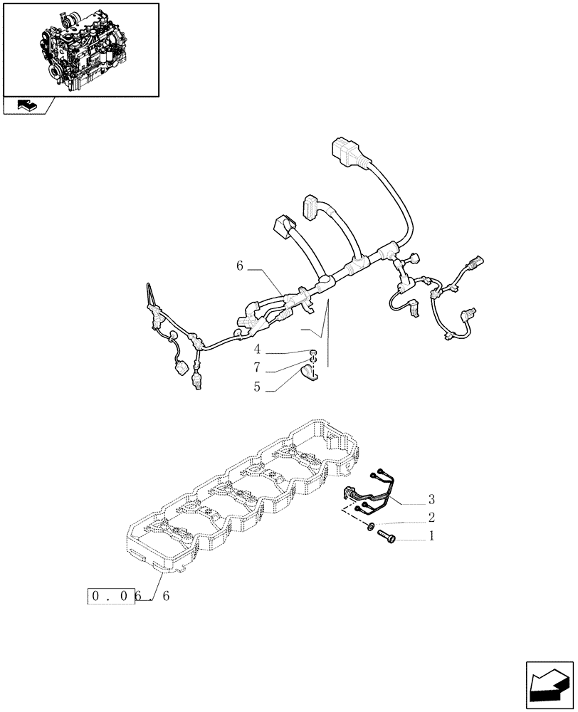 Схема запчастей Case IH PUMA 195 - (1.75.4[01]) - CONNECTIONS CABLE FOR ENGINE INJECTION (06) - ELECTRICAL SYSTEMS