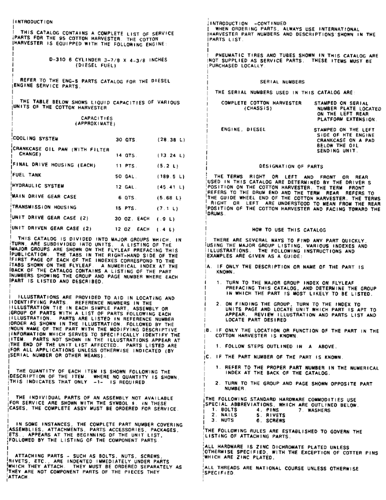 Схема запчастей Case IH 95 - (00-04) - INTRODUCTION (00) - GENERAL