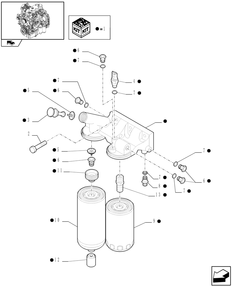Схема запчастей Case IH MAXXUM 140 - (0.20.0) - FUEL FILTER (STD + VAR.330003-332115) (01) - ENGINE