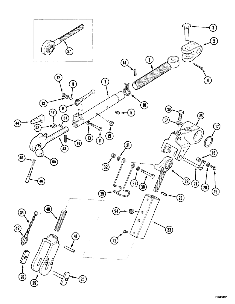 Схема запчастей Case IH 5150 - (9G-006[01]) - HITCH - UPPER LIFT LINKS, BALL END TOP LINK, (WITH SWIVEL) (09) - CHASSIS/ATTACHMENTS