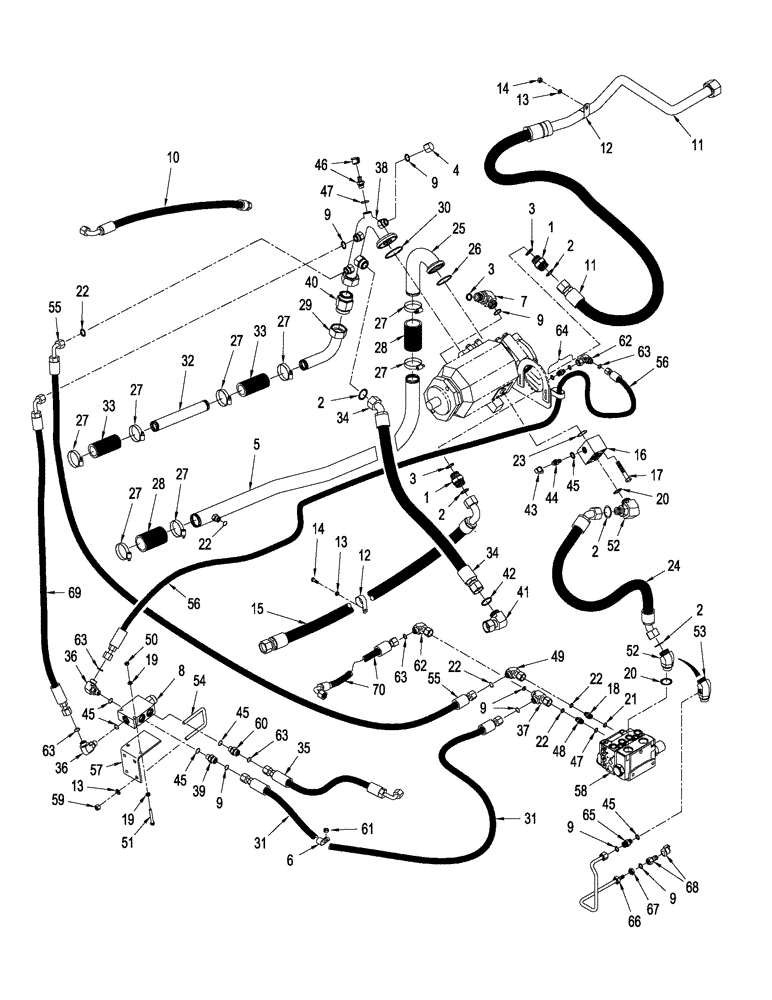 Схема запчастей Case IH STX430 - (08-25) - HIGH OUTPUT HYDRAULICS - PUMP LUBRICATION CIRCUIT, POWER SHIFT TRANSMISSION (08) - HYDRAULICS