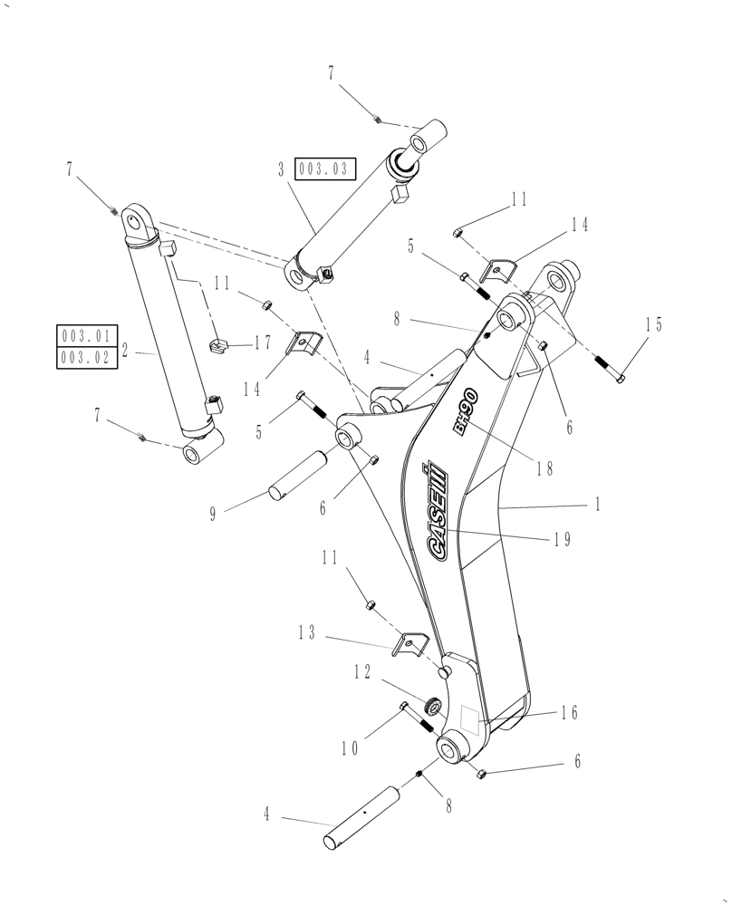 Схема запчастей Case IH BH114 - (003) - BOOM ASSEMBLY (84) - BOOMS, DIPPERS & BUCKETS