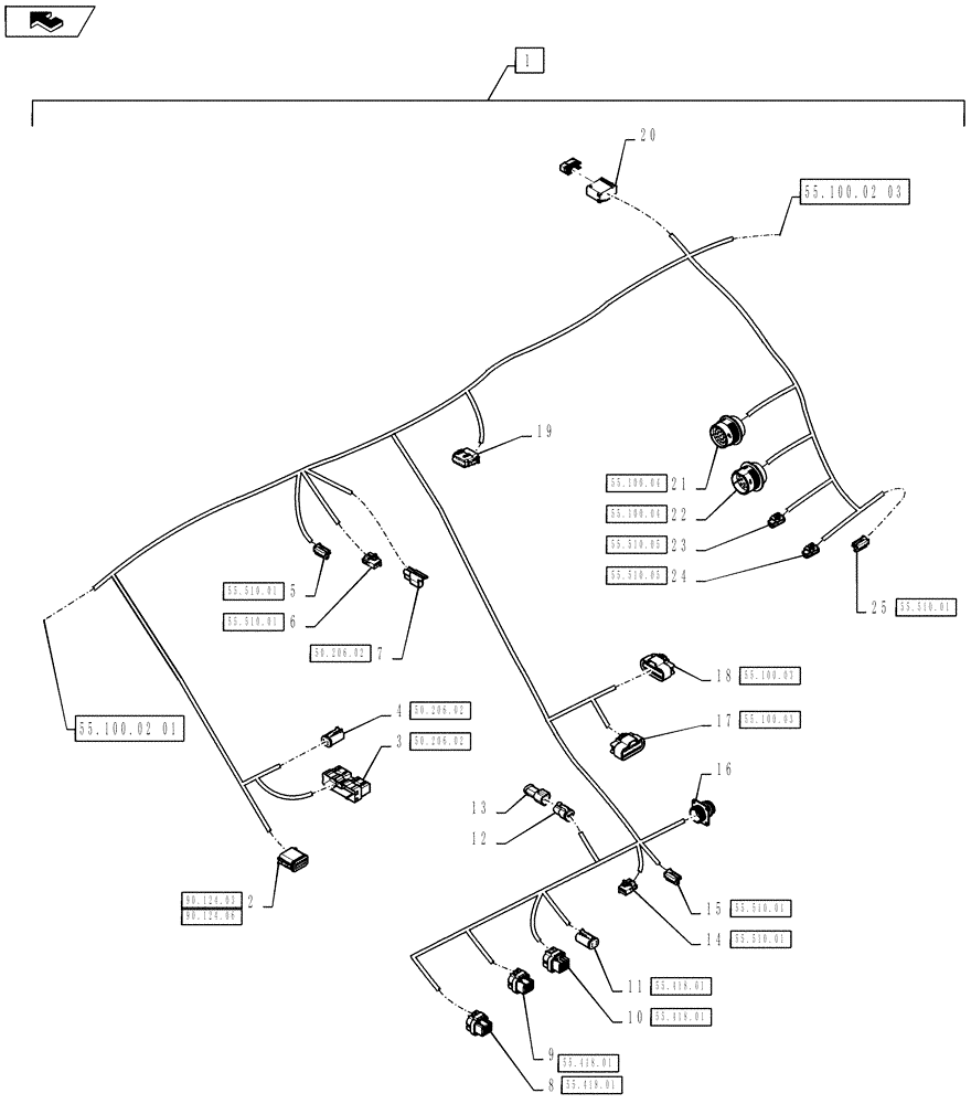 Схема запчастей Case IH TITAN 4030 - (55.100.02[02]) - MAIN CAB HARNESS (55) - ELECTRICAL SYSTEMS