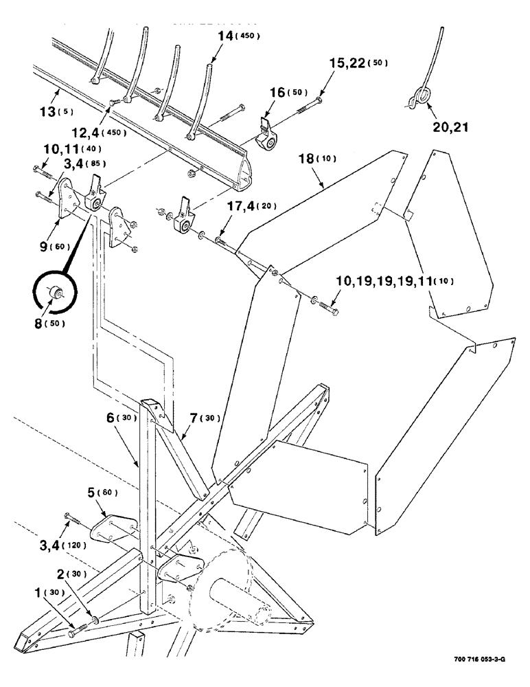 Схема запчастей Case IH 8230 - (9-36) - REEL ASSEMBLY, 30 FOOT, PICKUP WITH ROLLER BEARING, HK60912 30 FOOT PICKUP REEL COMPLETE (88) - ACCESSORIES