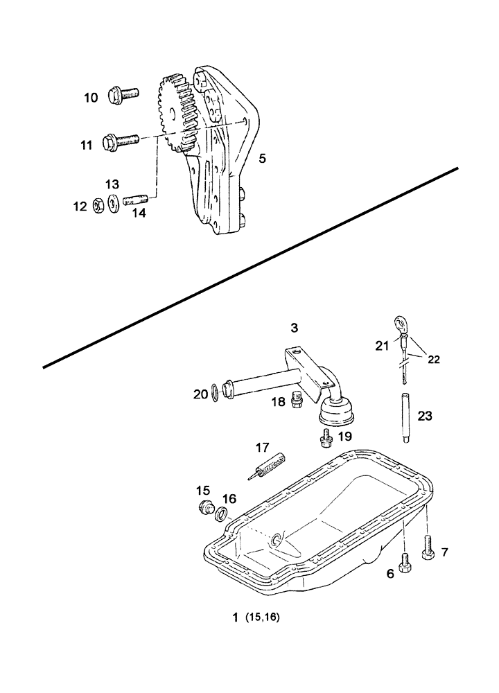 Схема запчастей Case IH C55 - (02-20[01]) - LUBRICATING OIL PUMP - OIL PAN + DIPSTICK / 2WD (02) - ENGINE