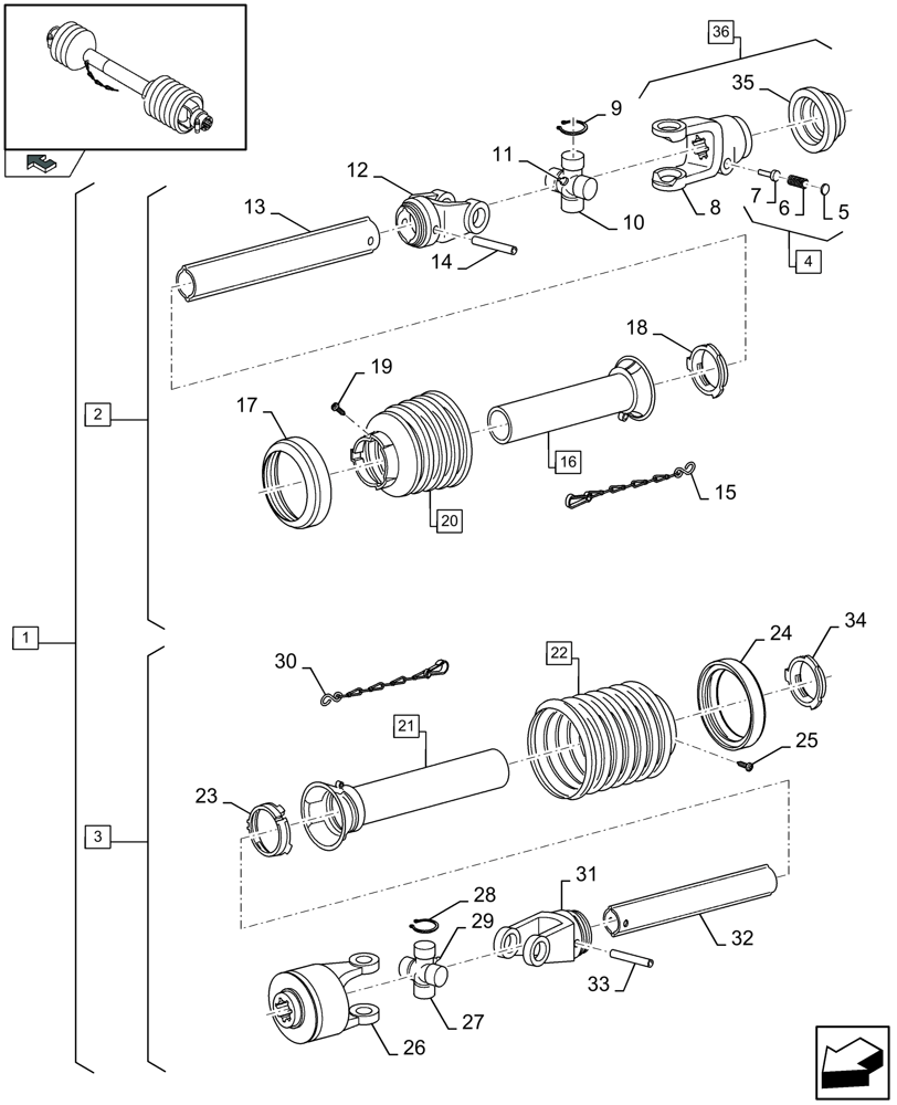 Схема запчастей Case IH 2030 - (20.10F[01]) - POWER TAKE -OFF - 24FT (20) - HEADER