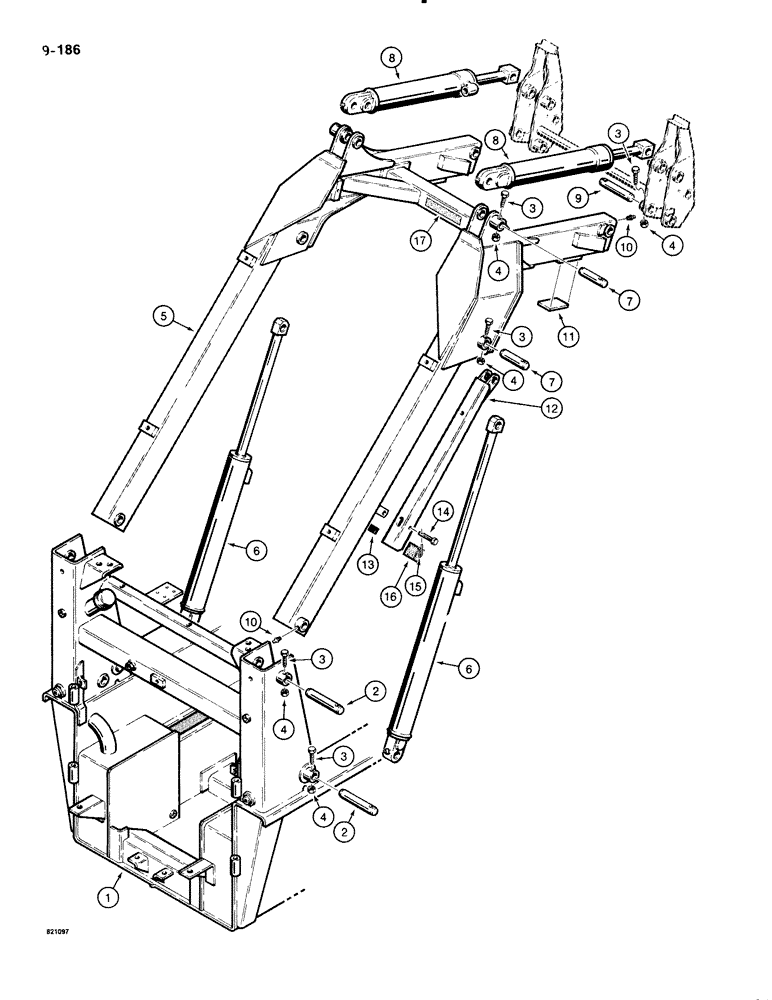 Схема запчастей Case IH 1835B - (9-186) - LOADER LIFT FRAME (09) - CHASSIS/ATTACHMENTS