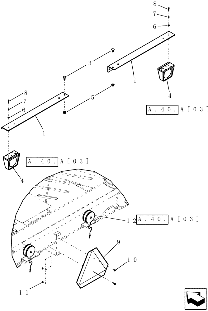 Схема запчастей Case IH 1200PT - (A.40.A[02]) - SAFETY LIGHTING SYSTEM (ASN CBJ022252) A - Distribution Systems