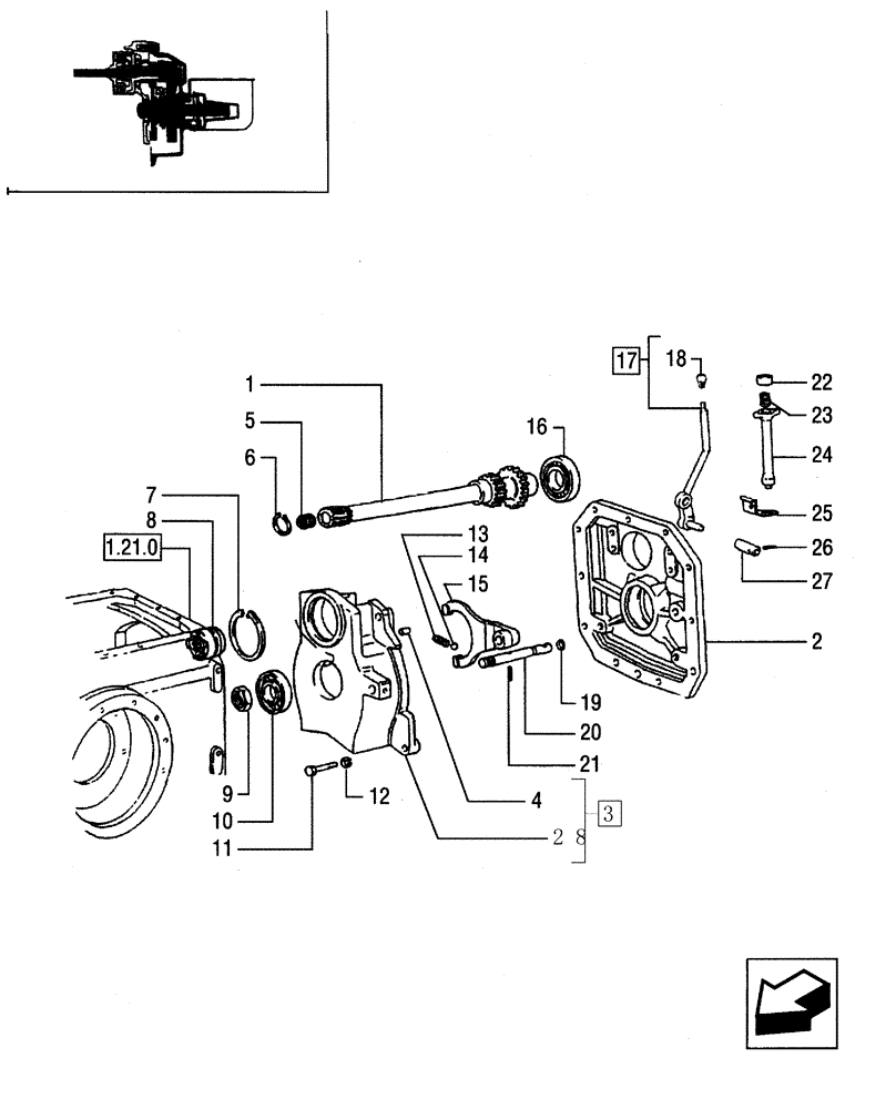 Схема запчастей Case IH JX95 - (1.80.1[02]) - POWER TAKE-OFF - SHAFT, COVER, LEVER AND GUARD (07) - HYDRAULIC SYSTEM