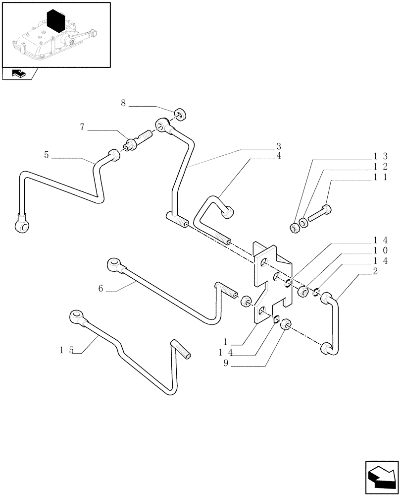Схема запчастей Case IH FARMALL 95 - (1.82.7/05) - MID-MOUNT VALVES HYDRAULIC CONNECTION FOR REMOTES WITH FLOW CONTROL (VAR.336560) (07) - HYDRAULIC SYSTEM