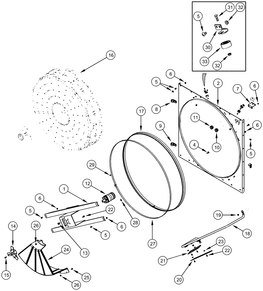 Схема запчастей Case IH CPX610 - (09C-18) - ROTARY AIR SCREEN MOUNTING AND BRUSHES (15) - HANDLING SYSTEM