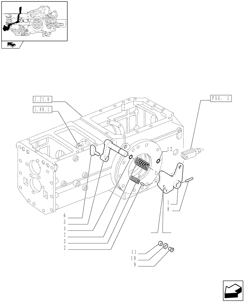 Схема запчастей Case IH FARMALL 85U - (1.96.3/01[02]) - POWER TAKE-OFF WITH GROUND SPEED - PTO CONTROL (VAR.330807-332807-330819-331819-334819) (10) - OPERATORS PLATFORM/CAB