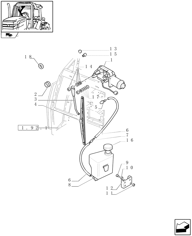 Схема запчастей Case IH FARMALL 85U - (1.91.5) - FRONT WINDSHIELD WIPER - W/CAB (10) - OPERATORS PLATFORM/CAB