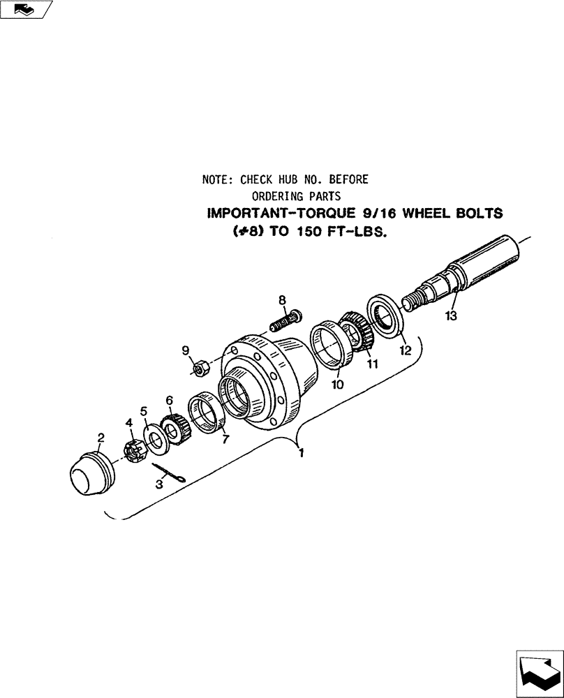 Схема запчастей Case IH TURBO-TIGER - (44.100.03) - 819 HUB & SPINDLE ASSEMBLY (44) - WHEELS