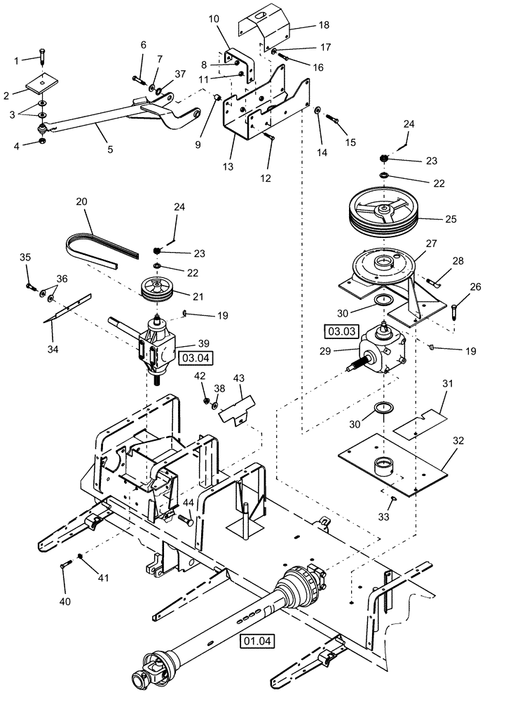 Схема запчастей Case IH DC132 - (14.07) - HEADER DRIVE, CENTER (14) - CROP CUTTING