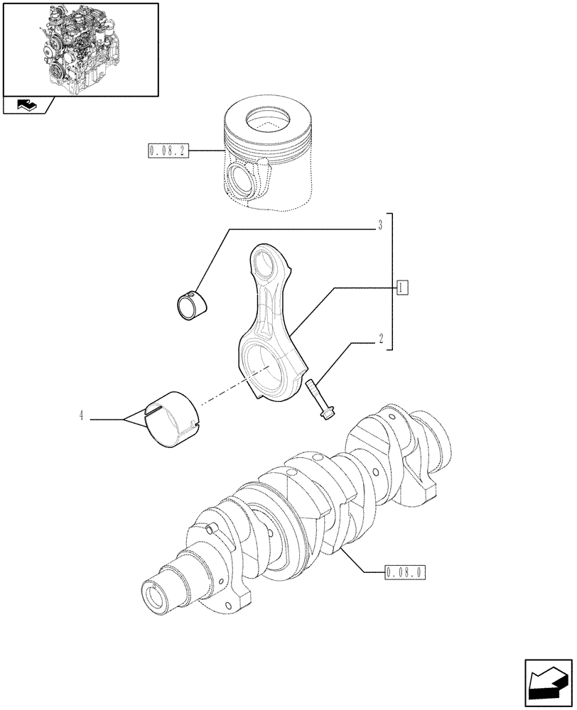 Схема запчастей Case IH FARMALL 60 - (0.08.1) - CONNECTING ROD (01) - ENGINE