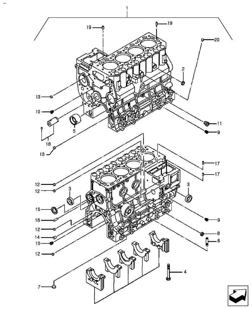 Схема запчастей Case IH FARMALL 30B - (10.001.02) - CYLINDER BLOCK ASSEMBLY (10) - ENGINE