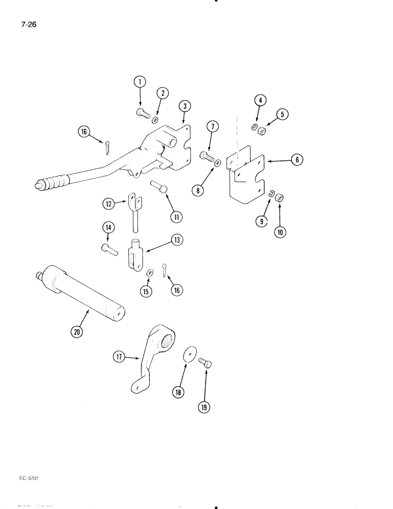 Схема запчастей Case IH 595 - (7-26) - PARK BRAKE LINKAGE, MFD ORCHARD TRACTOR (07) - BRAKES