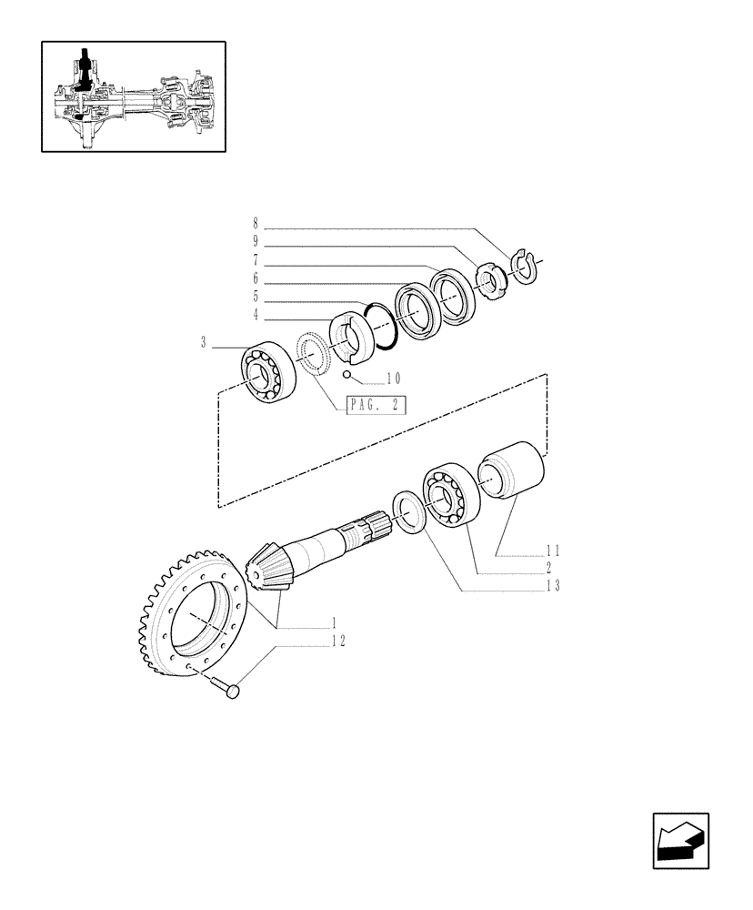 Схема запчастей Case IH MXM140 - (1.40.8/06[01]) - (VAR.518) CLASS 4 4WD FRONT AXLE WITH "TERRALOCK" - BEVEL GEAR PAIR (04) - FRONT AXLE & STEERING