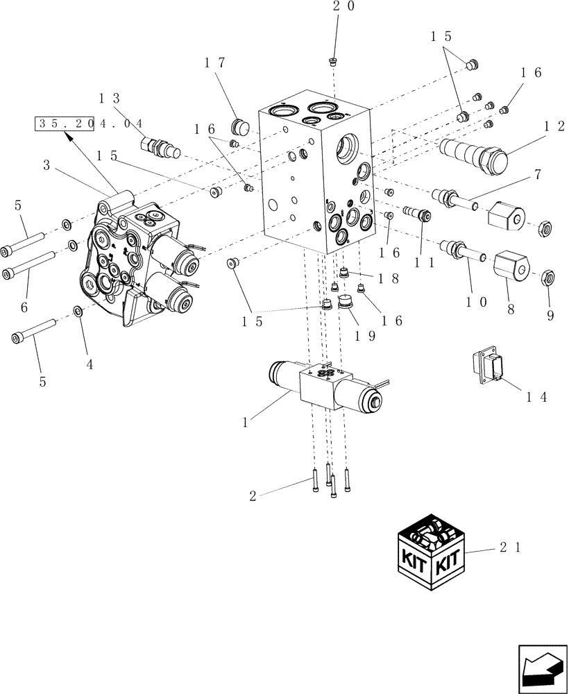 Схема запчастей Case IH 9230 - (35.204.02[01]) - VALVE, FEEDER LIFT (35) - HYDRAULIC SYSTEMS